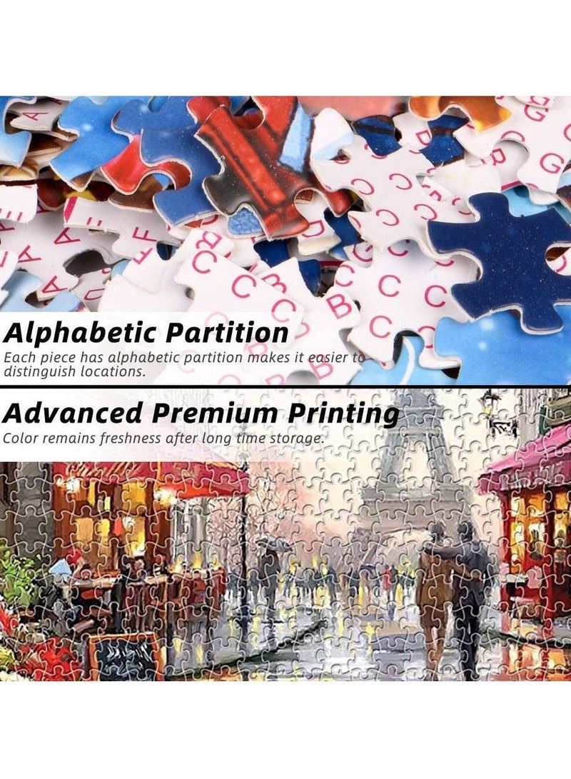 Jigsaw 1000 Piece Adult, Flower Shop Landscape Puzzle Under the Eiffel Tower, Game for Family Play Toy Gift - Image 2