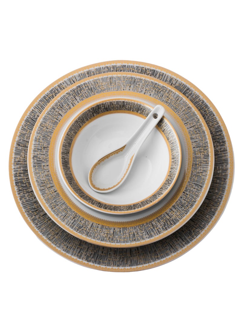 Dania 49 Pieces Porcelain Dining Set White Color With Golden Font Enough For 6 People White  - Image 3