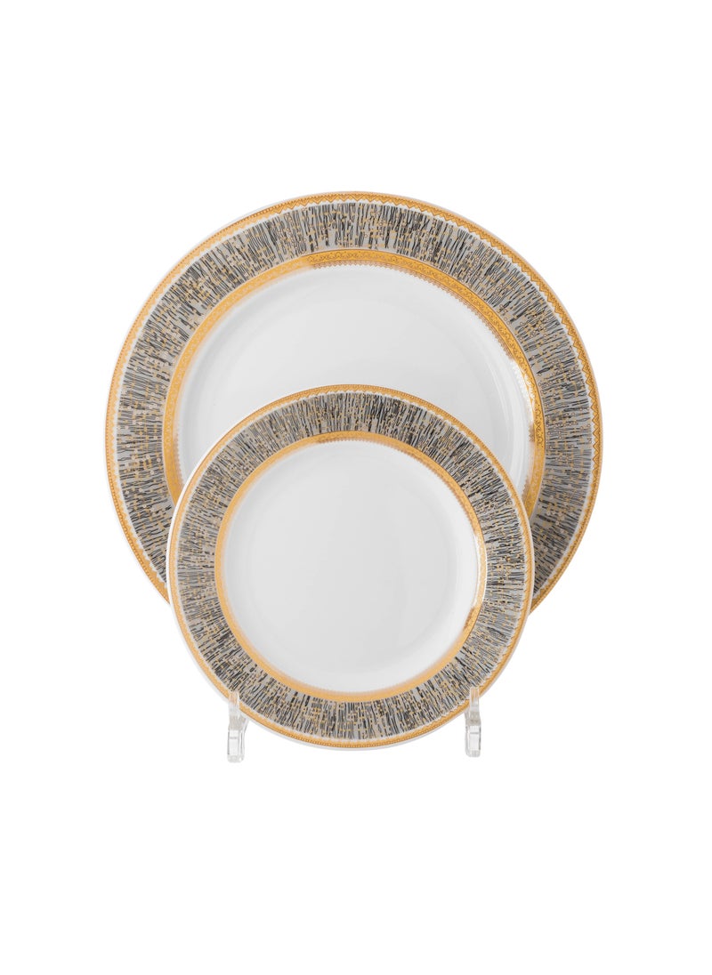 Dania 49 Pieces Porcelain Dining Set White Color With Golden Font Enough For 6 People White  - Image 4