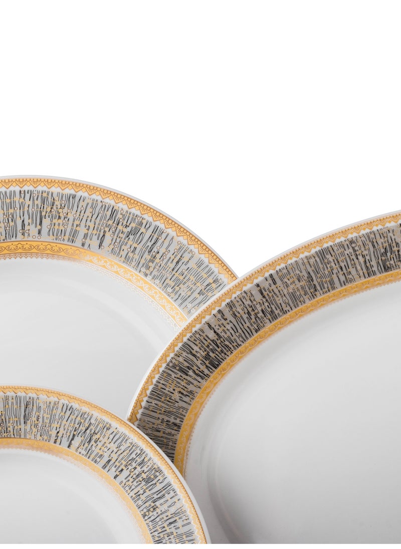 Dania 49 Pieces Porcelain Dining Set White Color With Golden Font Enough For 6 People White  - Image 5