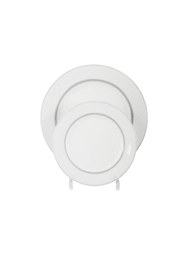 Dania ✨ Luxury Porcelain Dinnerware Set – 45 Pieces ✨ Elegant white with sophisticated silver accents… Perfect for 6 people 🤍 - Image 3