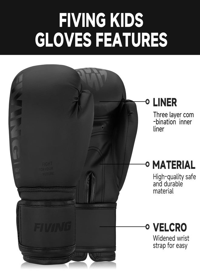 FIVING Kids Boxing Gloves, Youth Boxing Training Gloves for Kids Boys and Girls, 4oz & 6oz Fighting Gloves, Punching Bag Kickboxing Thai Mitts MMA Training Sparring Gloves (Black, 6oz) - Image 2