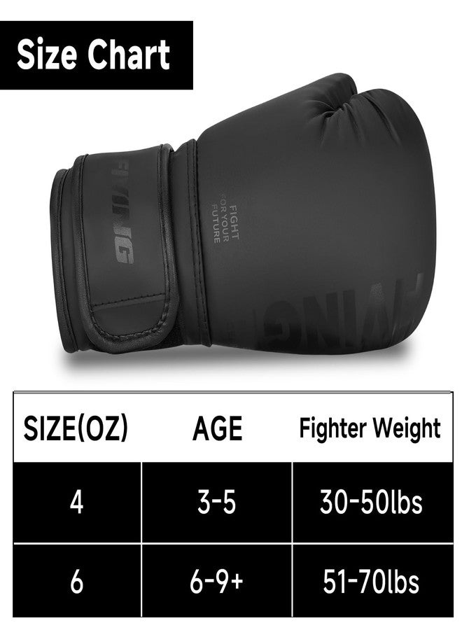 FIVING Kids Boxing Gloves, Youth Boxing Training Gloves for Kids Boys and Girls, 4oz & 6oz Fighting Gloves, Punching Bag Kickboxing Thai Mitts MMA Training Sparring Gloves (Black, 6oz) - Image 5