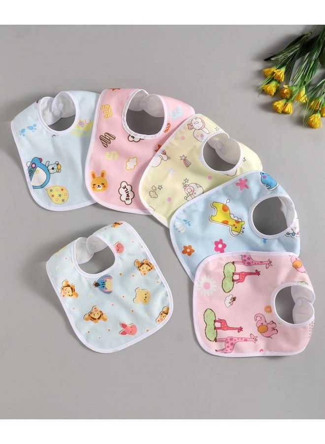 FLIPZON Baby Cotton Waterproof Bibs ; Feeding Infants And Toddlers; For 02 Years ; Assorted Colours Bib ; Useful Baby Shower Gift ; Pocketfriendly ; Infant Apron ; Pure Cotton Bibs ; Pack Of 6 Multicolor - Image 4