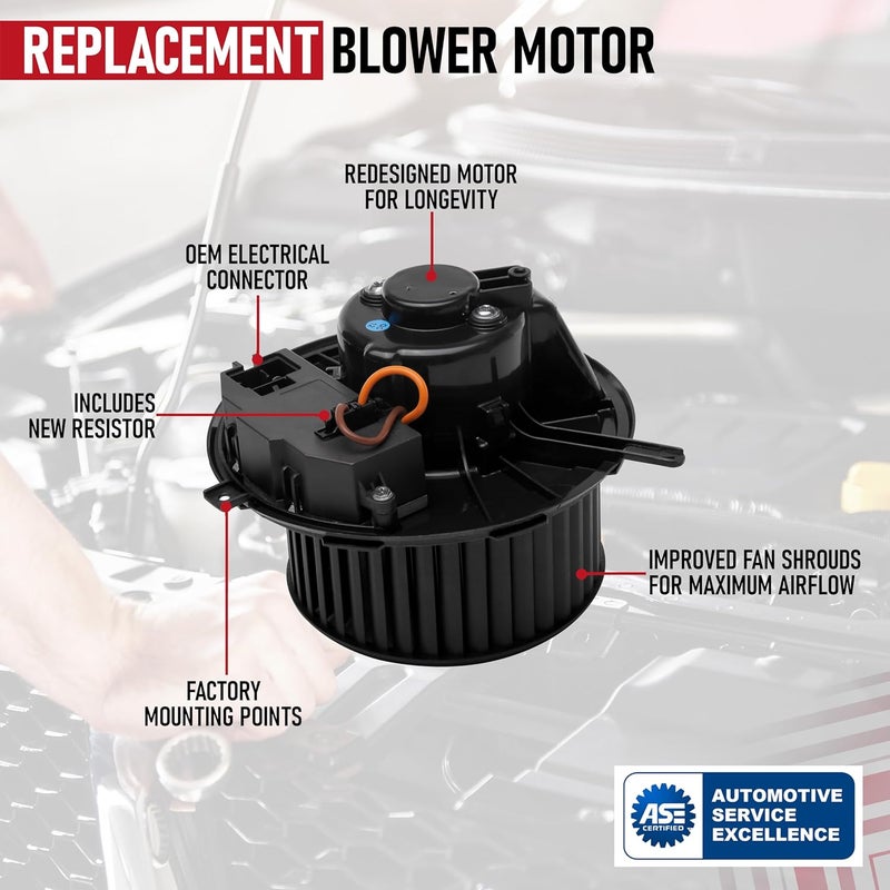 AA Ignition HVAC Blower Motor Replacement with Fan & Resistor - Compatible with Audi and Volkswagen - A3, A3 Quattro, TT, TT Quattro, TTS Quattro, CC, GTI, Golf, Golf R, Jetta - Replaces 700241, 1K1820015 - Image 4