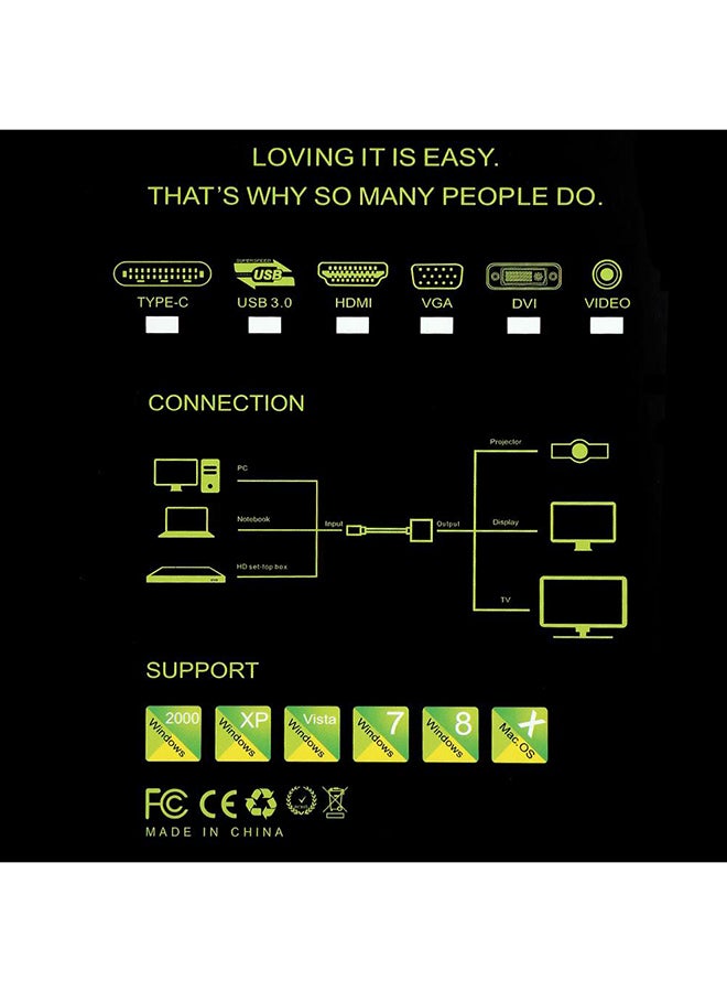 محول VGA إلى HDMI بوضوح 1080 بيكسل عالي الدقة مع كابل تحويل صوتي أسود - Image 2