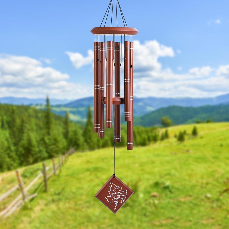 ZAICUS Feng Shui Wind Chime for Home & Garden | Brown Metal Hanging Decor for Balcony, Patio, Interior | Good Luck Gift - 26Inch - Image 1