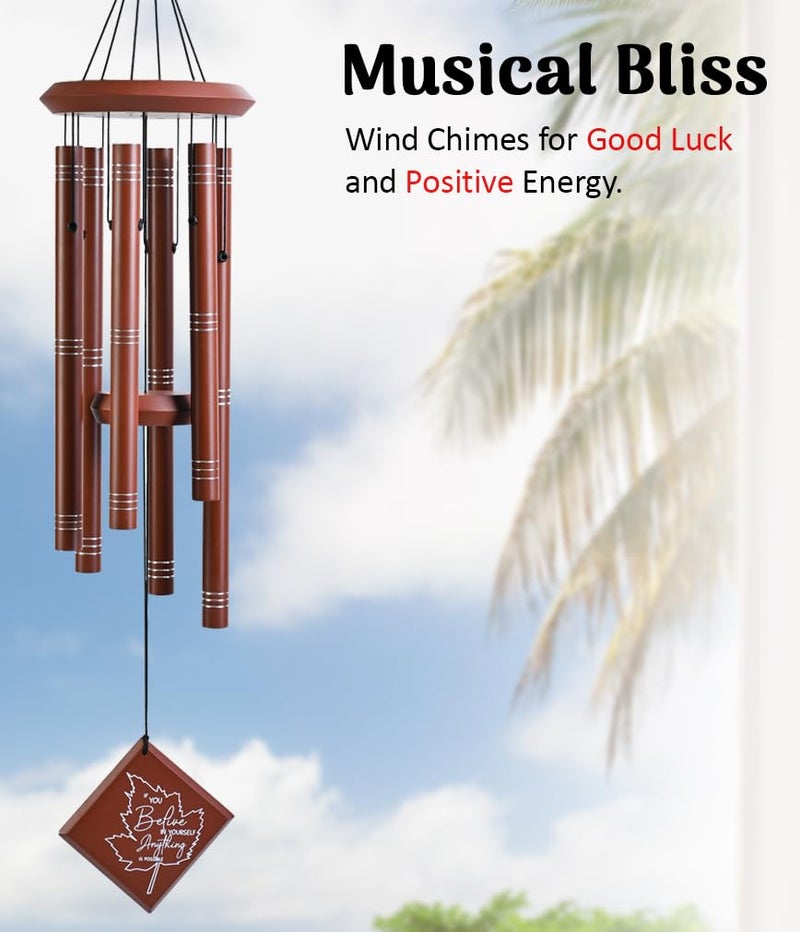 ZAICUS Feng Shui Wind Chime for Home & Garden | Brown Metal Hanging Decor for Balcony, Patio, Interior | Good Luck Gift - 26Inch - Image 2
