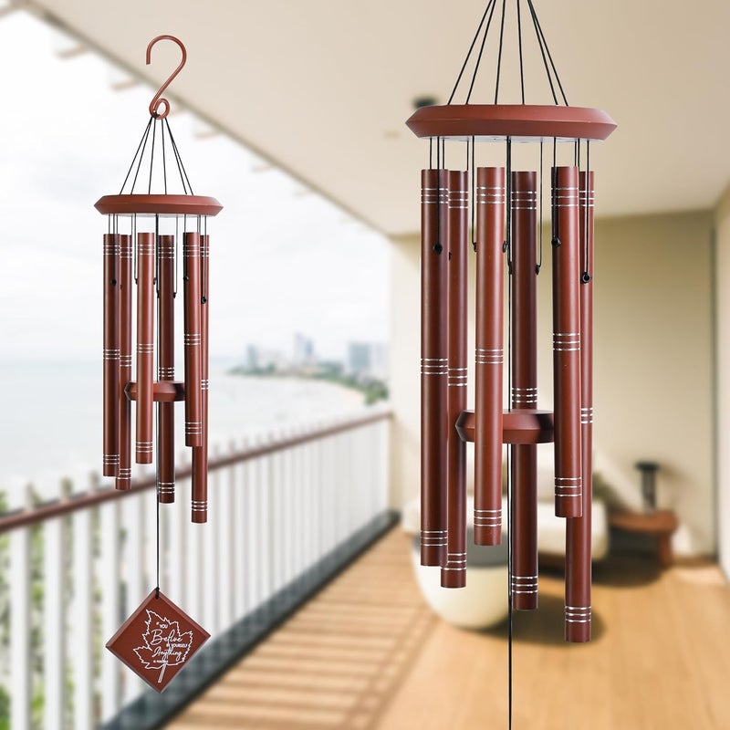 ZAICUS Feng Shui Wind Chime for Home & Garden | Brown Metal Hanging Decor for Balcony, Patio, Interior | Good Luck Gift - 26Inch - Image 5