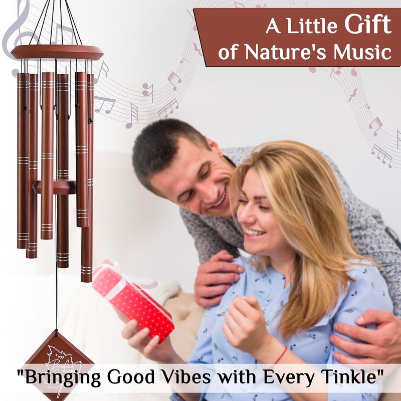 ZAICUS Feng Shui Wind Chime for Home & Garden | Brown Metal Hanging Decor for Balcony, Patio, Interior | Good Luck Gift - 26Inch - Image 4