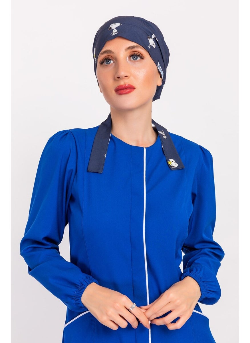 Nur Medikal Giyim Nur Medical Clothing Hijab Nurse Bonnet - Navy Blue Snoopy  - Image 1