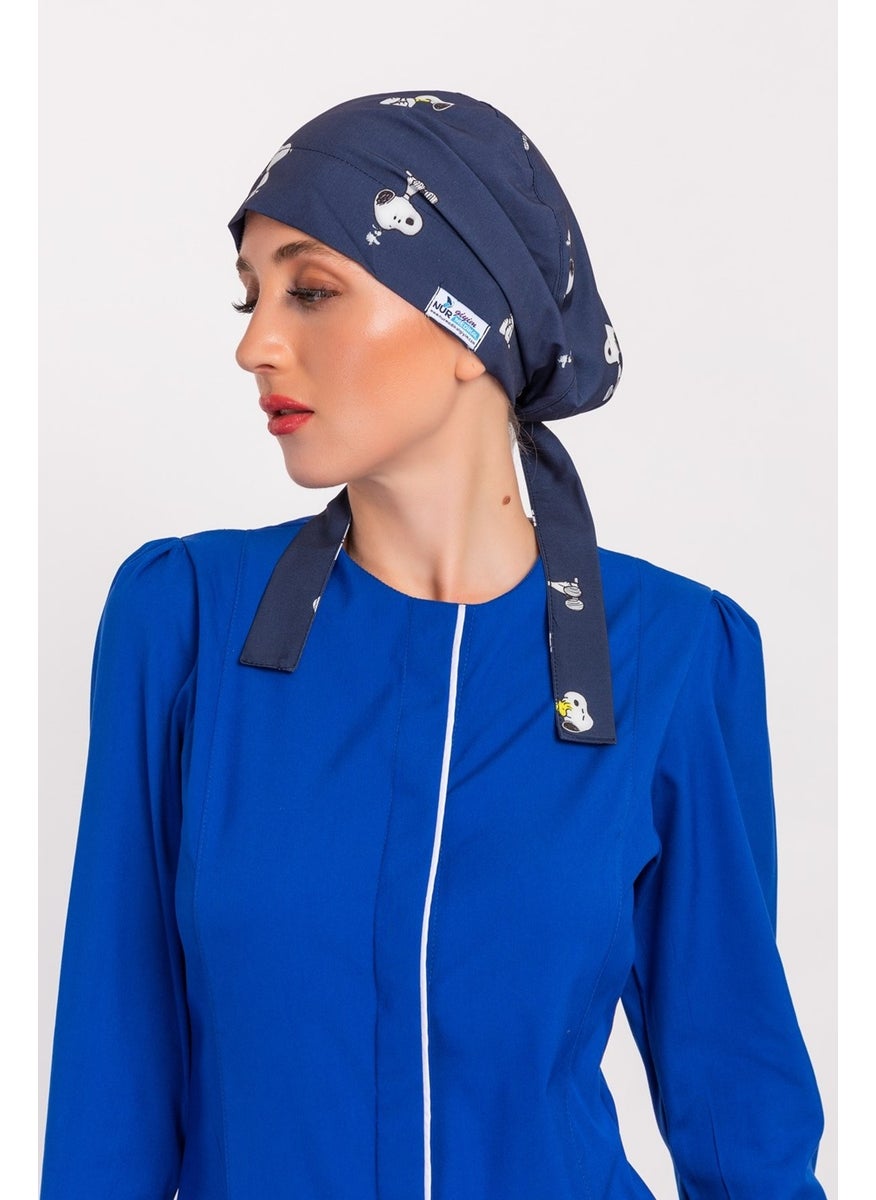 Nur Medikal Giyim Nur Medical Clothing Hijab Nurse Bonnet - Navy Blue Snoopy  - Image 2