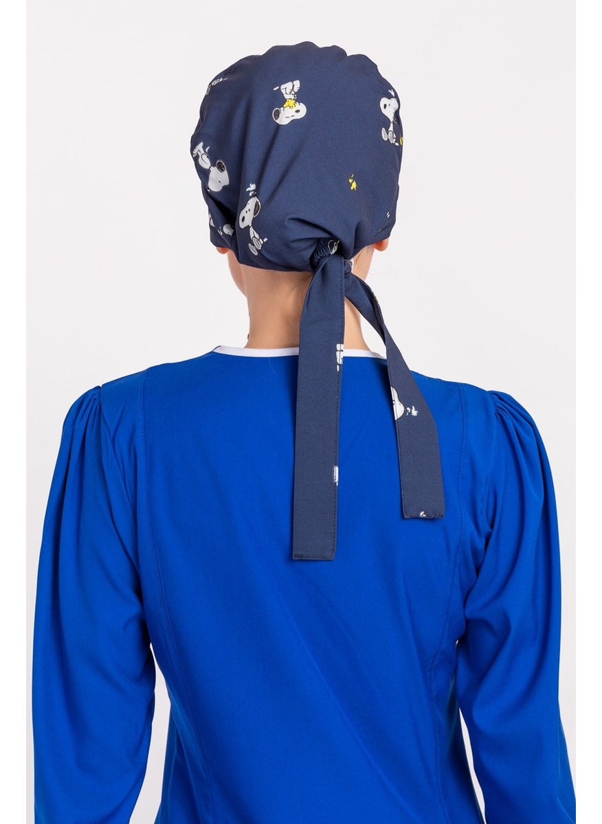 Nur Medikal Giyim Nur Medical Clothing Hijab Nurse Bonnet - Navy Blue Snoopy  - Image 5