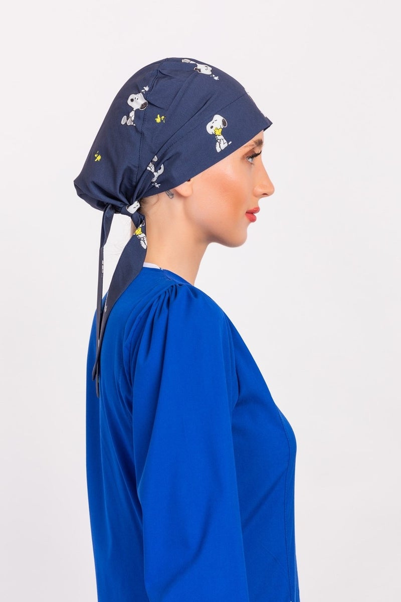 Nur Medikal Giyim Nur Medical Clothing Hijab Nurse Bonnet - Navy Blue Snoopy  - Image 3