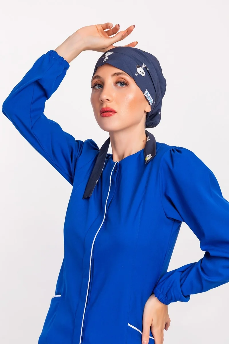 Nur Medikal Giyim Nur Medical Clothing Hijab Nurse Bonnet - Navy Blue Snoopy