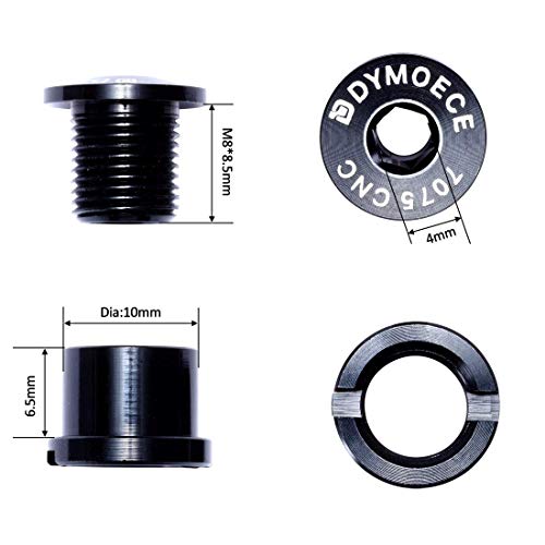 Dymoece 7075 Aluminum Alloy Double Chainring Bolts for Road MTB Bicycle M8 Crankset (Black) - Image 2