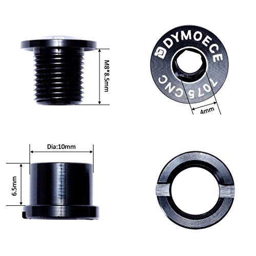 Dymoece 7075 Aluminum Alloy Double Chainring Bolts for Road MTB Bicycle M8 Crankset (Black) - Image 4
