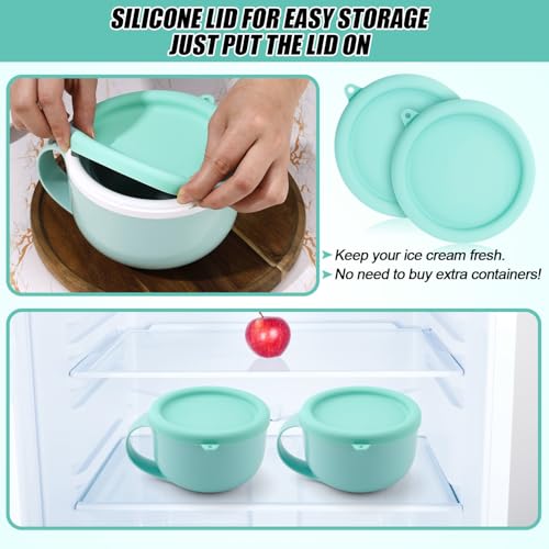Gosknor 2pcs Silicone Lid for Dash My Mug Ice Cream Maker, 5.9in BPA-Free Silicone Bowl Covers Storage Lid Ice Cream Maker Lid Replacement Ice Cream Maker Accessories for Dash Ice Cream Maker Mug(Light Green) - Image 4