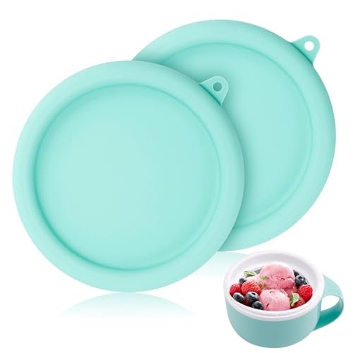 Gosknor 2pcs Silicone Lid for Dash My Mug Ice Cream Maker, 5.9in BPA-Free Silicone Bowl Covers Storage Lid Ice Cream Maker Lid Replacement Ice Cream Maker Accessories for Dash Ice Cream Maker Mug(Light Green) - Image 1