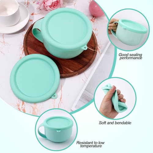 Gosknor 2pcs Silicone Lid for Dash My Mug Ice Cream Maker, 5.9in BPA-Free Silicone Bowl Covers Storage Lid Ice Cream Maker Lid Replacement Ice Cream Maker Accessories for Dash Ice Cream Maker Mug(Light Green) - Image 3