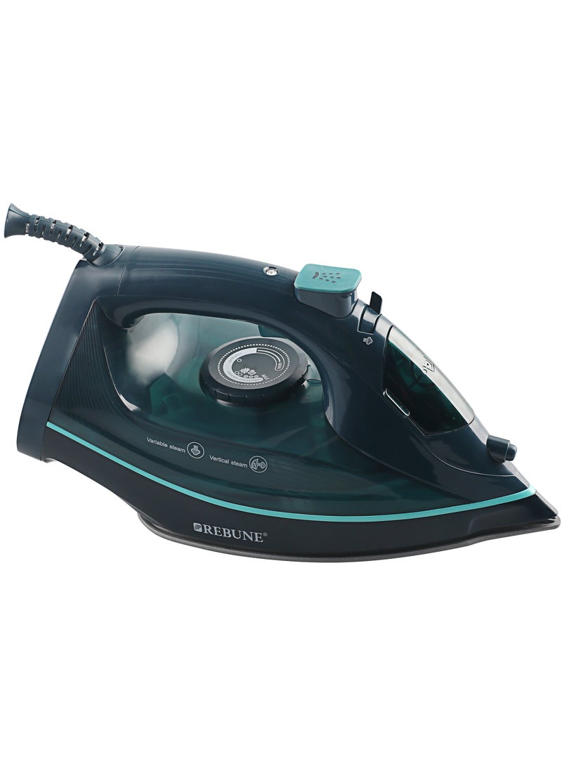 REBUNE Noha Steam Iron, 2400W Power, 300ml Water Tank, 4 Temperature Levels, Self-Cleaning Function, Non-Stick Soleplate – Model RE-3-065 300 ml 2400 W RE-3-065 BLACK - Image 1