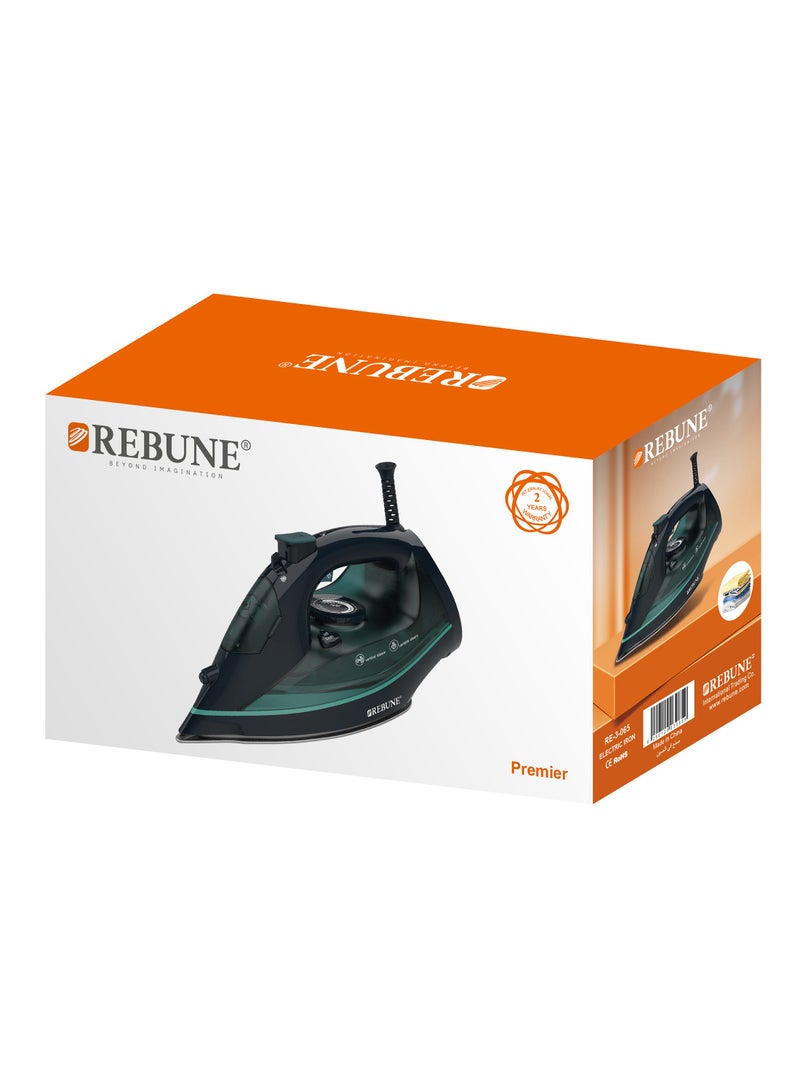 REBUNE Noha Steam Iron, 2400W Power, 300ml Water Tank, 4 Temperature Levels, Self-Cleaning Function, Non-Stick Soleplate – Model RE-3-065 300 ml 2400 W RE-3-065 BLACK - Image 2