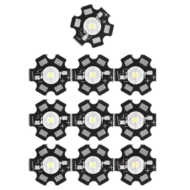 رقاقة LED 1 واط: ضوء أبيض عالي التوهج 90 لومن، ركيزة معدنية من الألمنيوم لتبريد ممتاز - حبات ضوء ذاتية الصنع وفقدان للطاقة وعمر خدمة طويل لصناعة مصابيح السقف الذاتية الصنع والمصابيح المتنقلة والمصابيح الموجهة، - Image 1