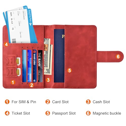 Eoehro Passport Holder for Travel Essentials, Passport Wallet Cover Case for Travel Must Haves Accessories,Passport Book Holders for Women and Men(red) - Image 3