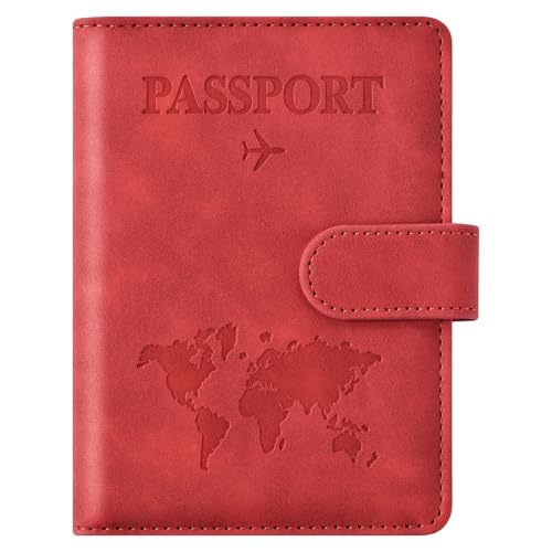 Eoehro Passport Holder for Travel Essentials, Passport Wallet Cover Case for Travel Must Haves Accessories,Passport Book Holders for Women and Men(red) - Image 1