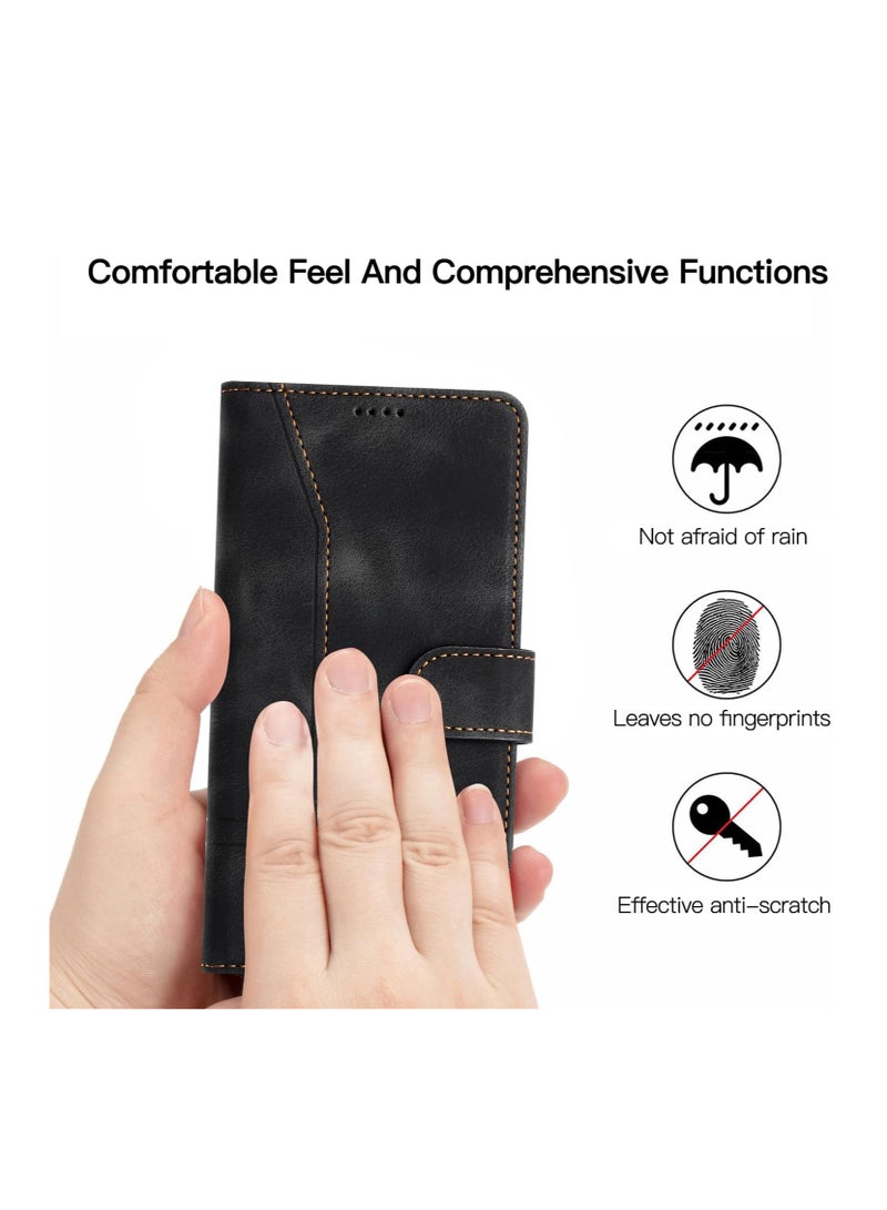 Aookay For iPhone 16 Pro Max Phone Case, Leather Wallet Phone Case, Flip Folio Case With Card Slots, RFID Blocking, Shockproof and Anti-collision Phone Protective Case (Black)  - Image 3