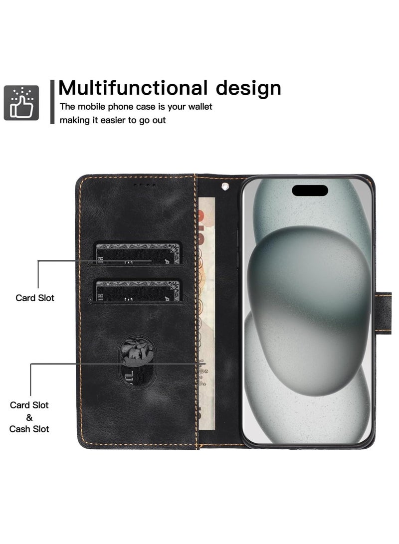 Aookay For iPhone 16 Pro Max Phone Case, Leather Wallet Phone Case, Flip Folio Case With Card Slots, RFID Blocking, Shockproof and Anti-collision Phone Protective Case (Black)  - Image 4