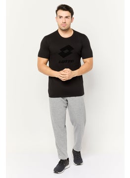 LOTTO Men Sportswear Fit Short Sleeves Outdoor T-Shirt, Black  - Image 2