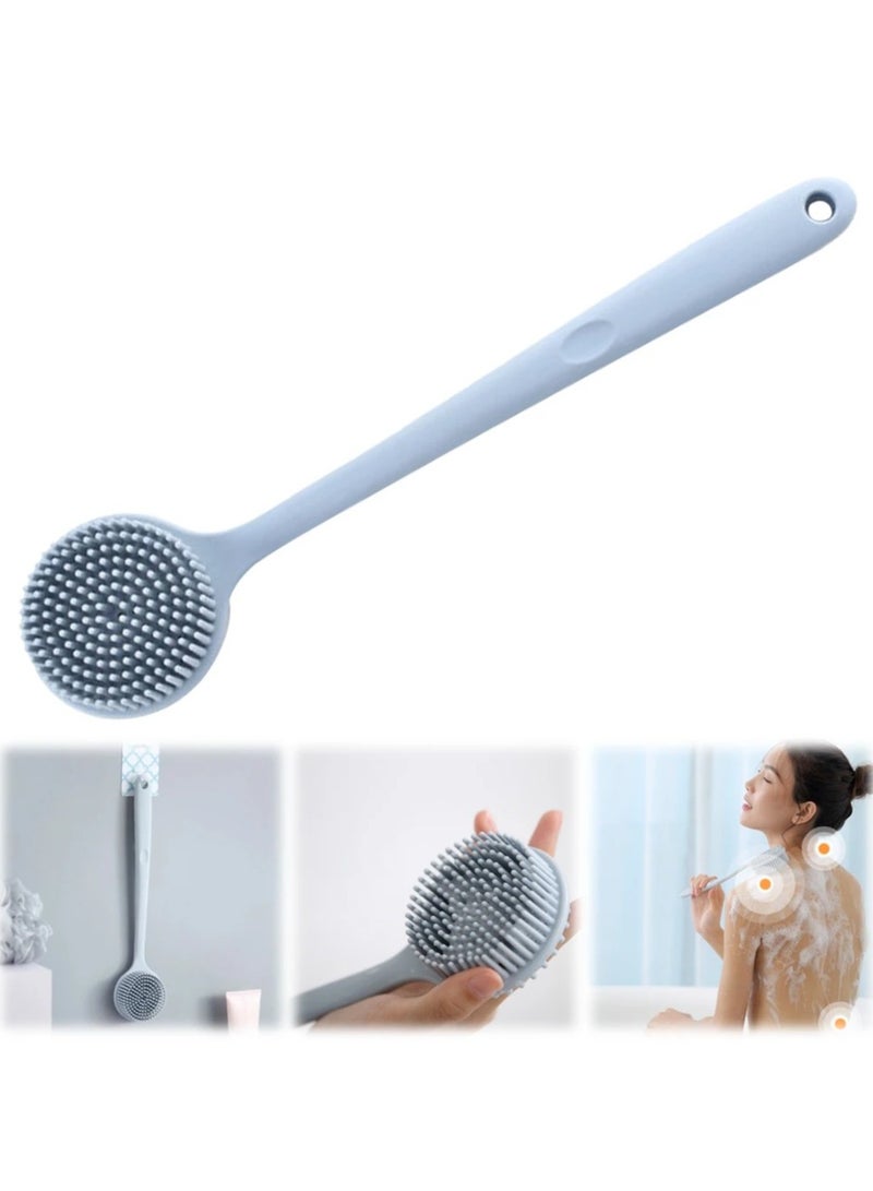 فرشاة استحمام من السيليكون بمقبض طويل من السيليكون فرشاة استحمام ذات وجهين فرشاة استحمام بشعيرات ناعمة غير قابلة للانزلاق لغسيل الجسم للرجال والنساء - Image 1