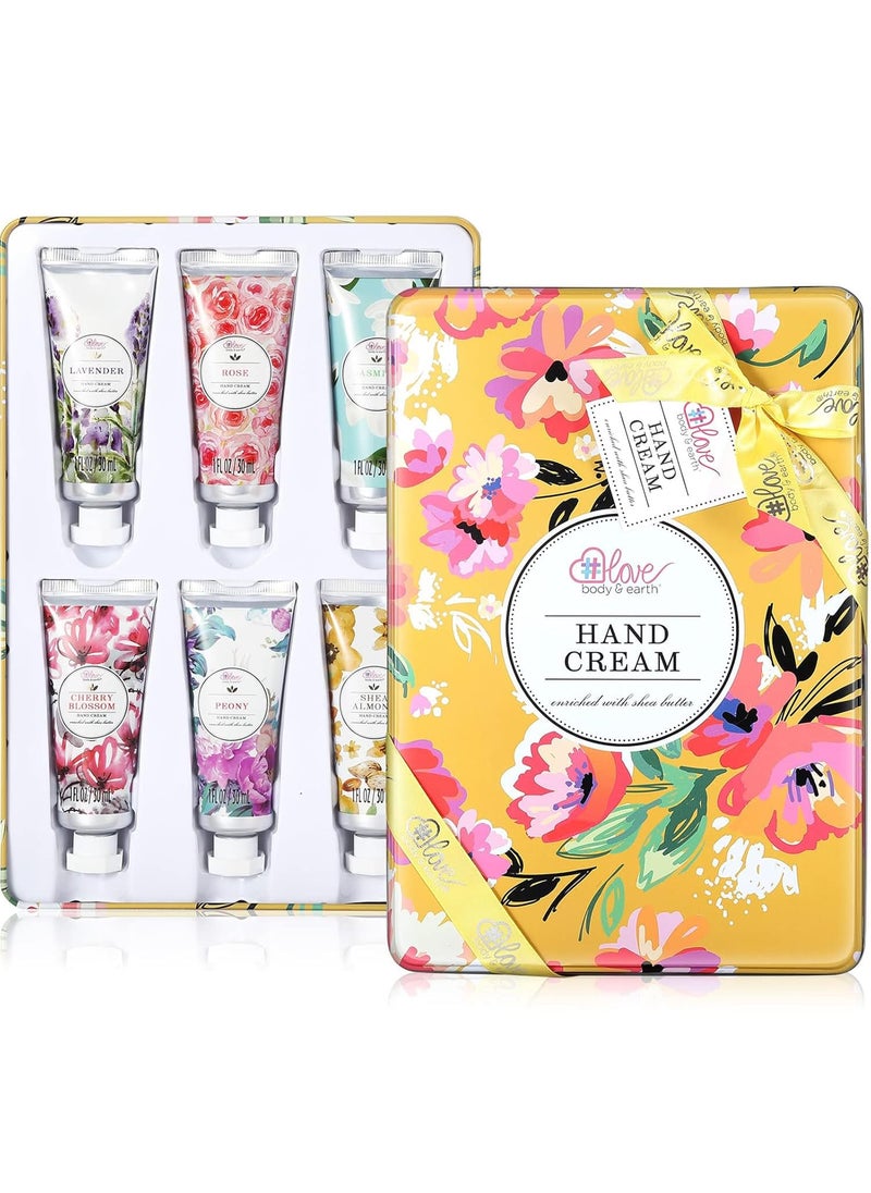 BODY & EARTH - Hand Cream Gift Set  Hand Cream for Women Hand Lotion Set for Dry Cracked Hands Holiday Gift for Mothers Day Valentines Day Christmas Travel Size Hand Lotion for Women 6 x 10 oz30ml - Image 1