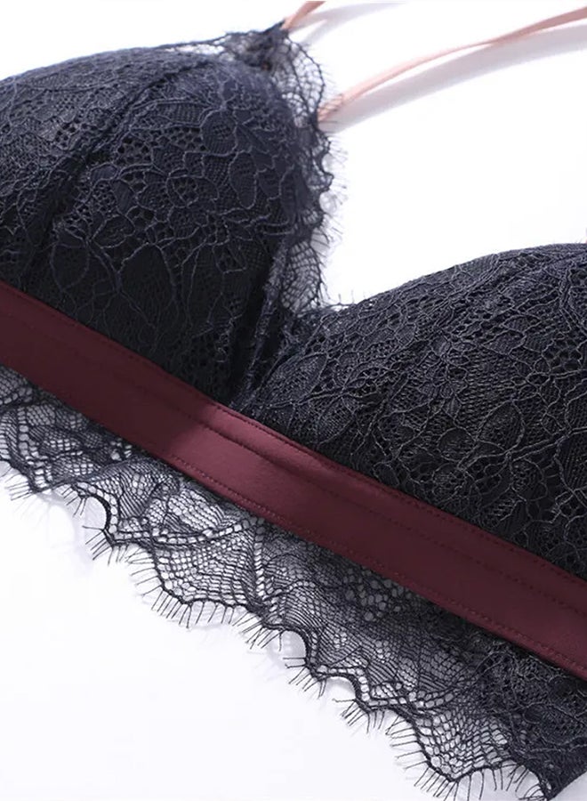 MARGOUN Women's Small Size Bra and Panty Set Bra Lace Lash Floral Briefs Underwear Triangle Cup Young Girls Underwear Lingerie Bra and Panties Set Cymbidium - Image 4