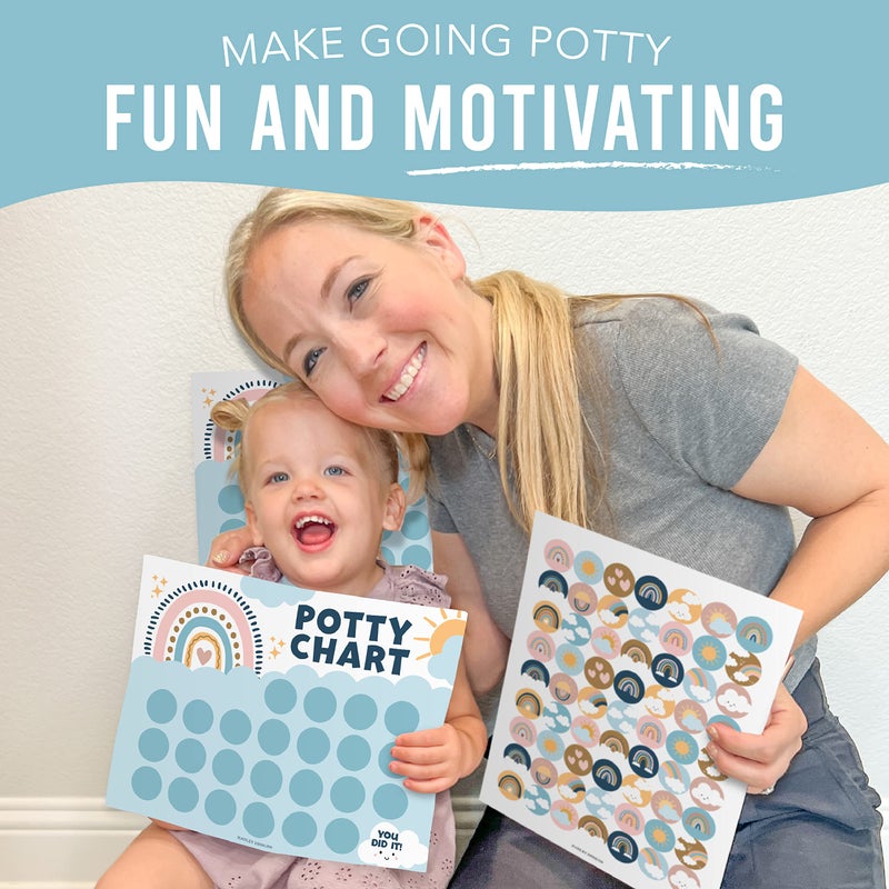 Hadley Designs Potty Training Chart for Toddlers Girls -10 Sticker Potty Chart for Toddlers Girls, 8.5x11" Potty Training Sticker Charts for Toilet Success, Boho Toddler Reward Chart for Kids - Image 3