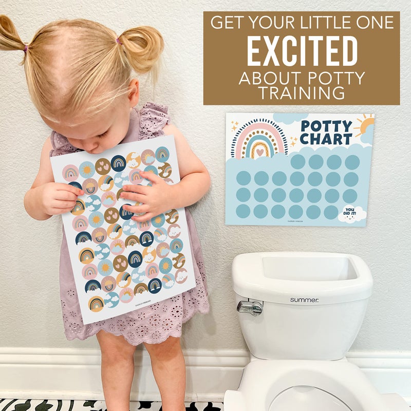 Hadley Designs Potty Training Chart for Toddlers Girls -10 Sticker Potty Chart for Toddlers Girls, 8.5x11" Potty Training Sticker Charts for Toilet Success, Boho Toddler Reward Chart for Kids - Image 5