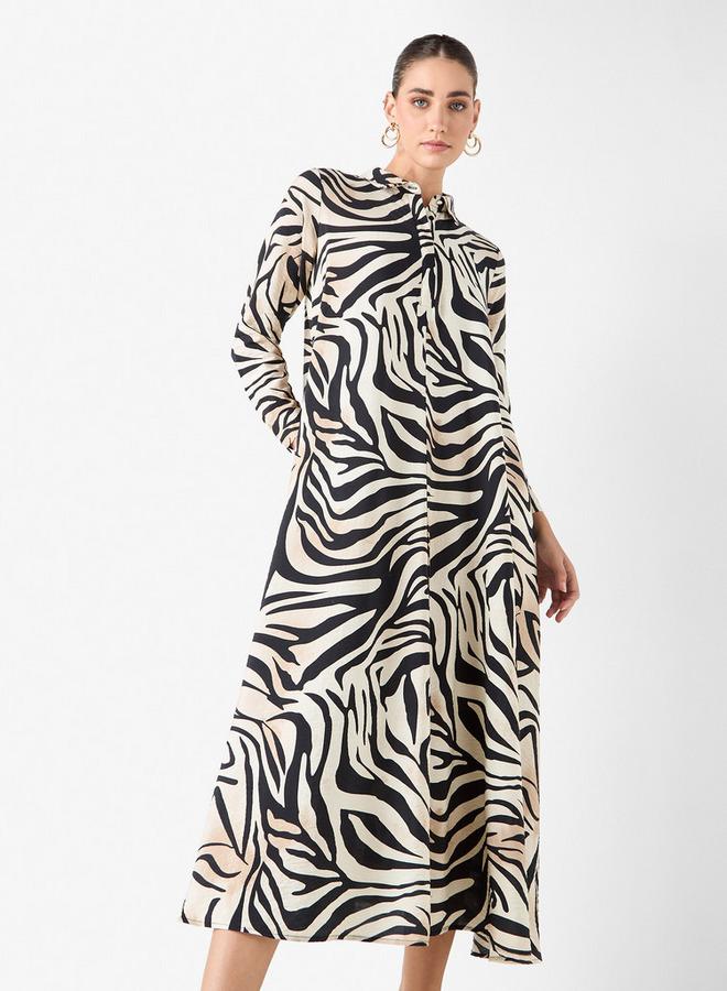 ايكونيك فستان قميص بأكمام طويلة وياقة عادية وطبعات من آيكونيك - Image 1