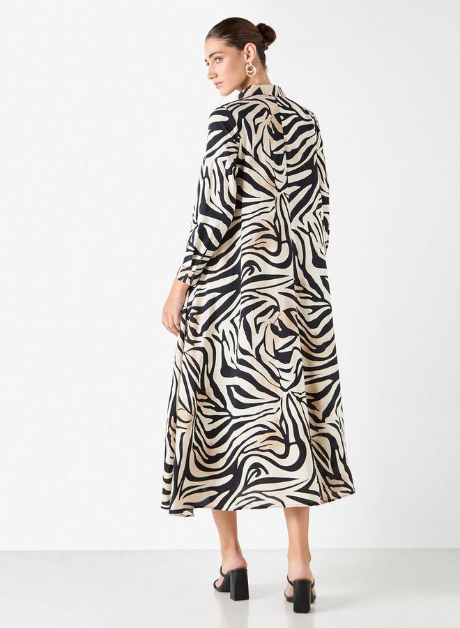 ايكونيك فستان قميص بأكمام طويلة وياقة عادية وطبعات من آيكونيك - Image 3