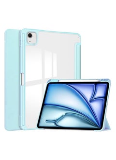 Case Compatible with New iPad Air 13 inch 2024 M4 with Built-in Pencil Holder, for iPad Air 13 with Hard Clear Back Cover, (Baby Blue)