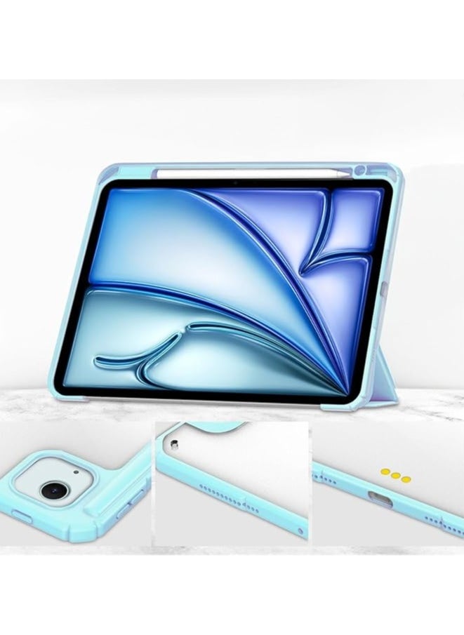 Generic - Case Compatible with New iPad Air 13 inch 2024 M4 with Built-in Pencil Holder, for iPad Air 13 with Hard Clear Back Cover, (Baby Blue) - Image 1