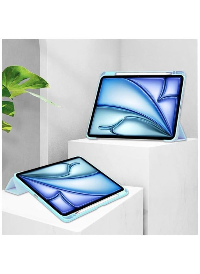 Generic - Case Compatible with New iPad Air 13 inch 2024 M4 with Built-in Pencil Holder, for iPad Air 13 with Hard Clear Back Cover, (Baby Blue) - Image 1