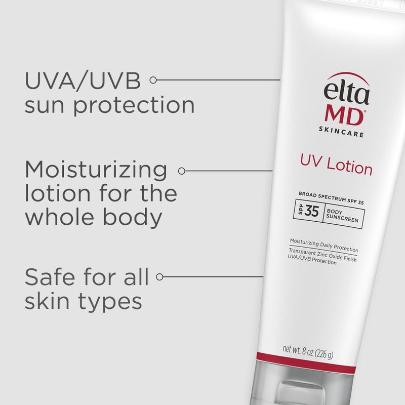 EltaMD UV Lotion Body Sunscreen, SPF 30+ Sunscreen, Body Lotion with SPF Made with Zinc Oxide and Hyaluronic Acid, 8.0 oz Pump - Image 3