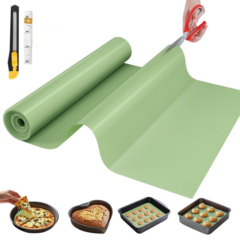 GTJ Silicone Baking Mat, 12 IN x 6 FT Free Cutting Baking Sheet,Non-Stick Reusable Dough & Pastry Mat,Non-Slip Silicone Mat Roll for Air Fryer Liner,Freeze Dryer,Oven Baking Pan,Kitchen Counter - Image 1