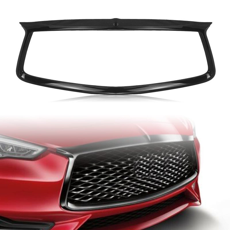 Generic AUSMILA Front Bumper Grille Grill Cover Trim For Infiniti Q60 2017-2022 Coupe Glossy Black  - Image 1