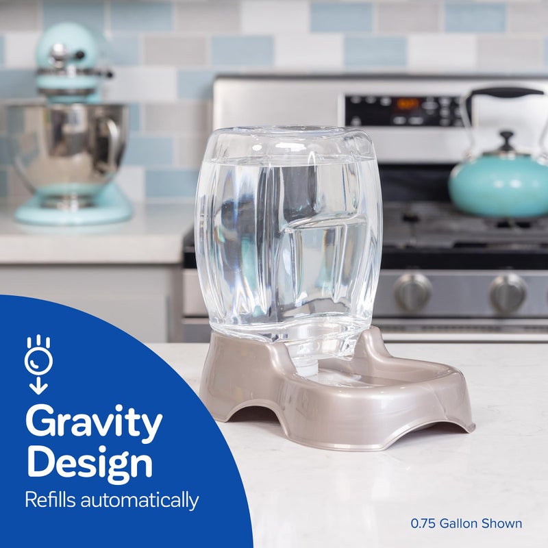 Petmate Pet Cafe Cat and Dog Gravity Water Dispenser - Water Bowl for Cats and Dogs, USA Made, 0.75 GAL, Pearl Gray - Image 2