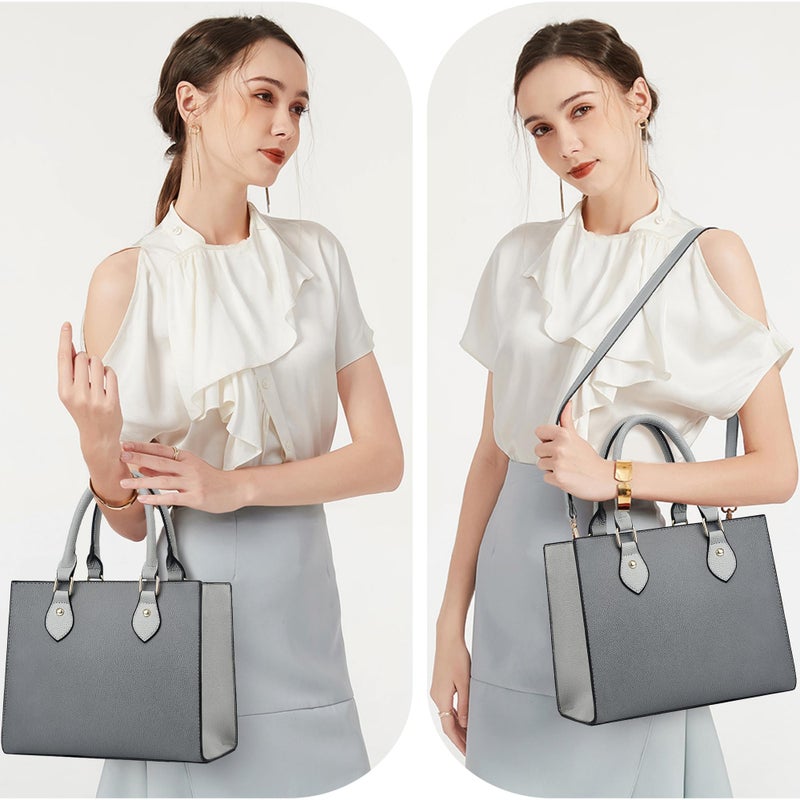 Chicarousal Crossbody Purses And Handbags For Women Pu Leather Tote Top Handle Satchel Shoulder Bags (Liz Dark Grey - Grey) - Image 2