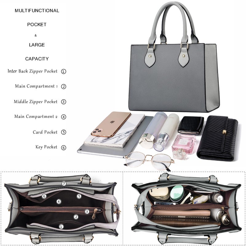 Chicarousal Crossbody Purses And Handbags For Women Pu Leather Tote Top Handle Satchel Shoulder Bags (Liz Dark Grey - Grey) - Image 5
