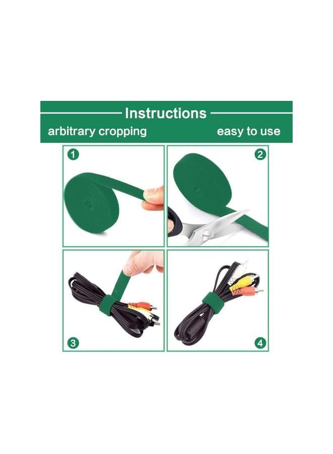 PROMASS promass Reusable Cable Ties Adhesive Fastening Magic Strap Ties,Hook and Loop Adjustable Straps for Extension Cords,Tree and Plant Supports for Effective Growing 5m x 1.2cm x 3 Rolls (Green)  - Image 3