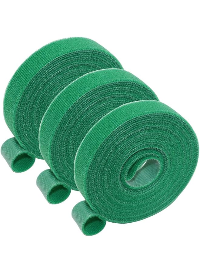 PROMASS promass Reusable Cable Ties Adhesive Fastening Magic Strap Ties,Hook and Loop Adjustable Straps for Extension Cords,Tree and Plant Supports for Effective Growing 5m x 1.2cm x 3 Rolls (Green)  - Image 1